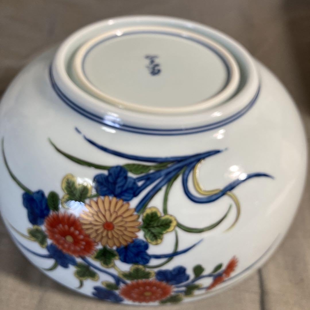 Amazon.co.jp: 古伊万里の伝統 銘窯 源右衛門作 染錦古伊万里菊絵 大丸